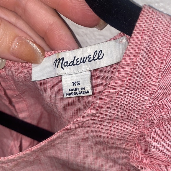 Madewell Preppy Bellflower Ruffled Red Shirt Top - Picture 3 of 5